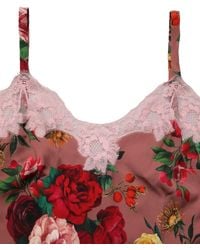 Dolce & Gabbana - Rose Print Satin Lace Camisole Tank Top Cotton Elastane Nylon Silk - Lyst