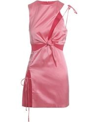 MOTHER OF ALL - Silk Mini Dress With Cut-Out Details - Lyst