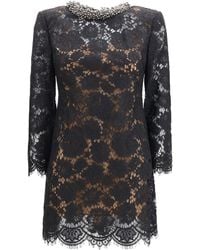 Self-Portrait - Lace Long Sleeve Mini Dress - Lyst