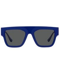 Versace - Square Full Rim, With A Bluette Frame And Dark Lens - Lyst