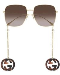 Gucci - Sunglasses Square Full Rim, -With Havana Detachable Jewelry Charm Frame And Gradient Lens Gg1031S003 - Lyst