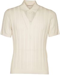Kangra - Stripe Pattern Rib Trim Polo Shirt - Lyst