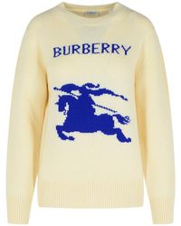 Burberry - Cream Wool Blend Sweater - Lyst