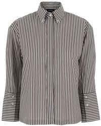 Le Plain - Shirt Striped Boxi With Stripes And Short Sleeves Tech Fabric Blouses - Lyst