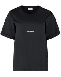 Saint Laurent - Cotton Logo T-Shirt - Lyst