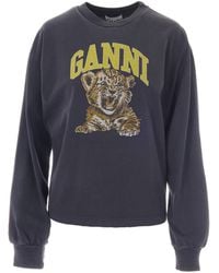 Ganni - T-Shirt Longsleeve Tiger Phantom - Lyst