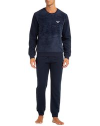 Blue Emporio Armani Fleece Sleepwear in Dark Blue gym and workout clothes Tracksuits and sweat suits for Men Mens Clothing Activewear 