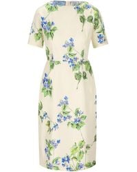 Prada - Floral Print Short-sleeve Dress - Lyst