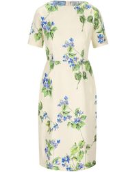 Prada - Floral-Print Twill Dress - Lyst
