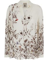 Semicouture - V-Neck Shirt With All-Over Floral Print For Viscose And Blouses - Lyst