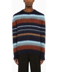 Etro - Striped Crew Neck Sweater In Wool - Lyst