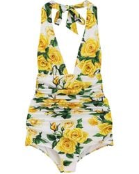 Dolce & Gabbana - One-Piece Swimsuits With Flower Print - Lyst