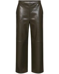 Max Mara - Dark Khaki Coated Jersey Smmamati Cropped Trousers - Lyst