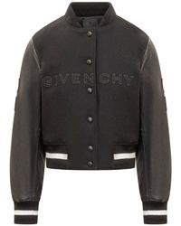 Givenchy - Short Bomber Jacket In Wool And Leather - Lyst