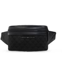 Emporio Armani - Nylon Belt Bag With All-over Jacquard Eagle - Lyst