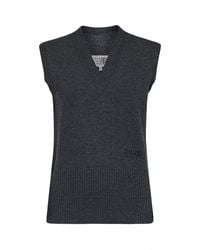MM6 by Maison Margiela - Wool-Blend Knit Vest Dark Melange - Lyst