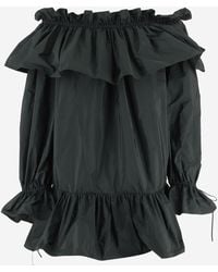 Saint Laurent - Silk Top Ruffled Neckline - Lyst