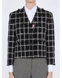 Thom Browne - Veste Cardigan Col V En Tweed Houndstooth À Carreaux Jacket - Lyst