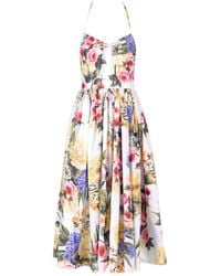 Dolce & Gabbana - Garden Print Cotton Poplin Dress - Lyst