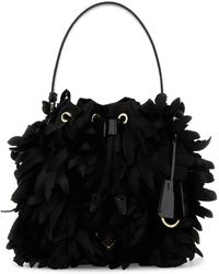 Prada - Embellished Satin Mini Bucket Bag - Lyst