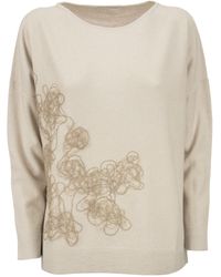 Fabiana Filippi Wool, Silk And Cashmere Sweater With Embroidery - Natural