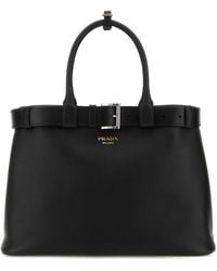 Prada - Leather Buckle Large Handbag - Lyst