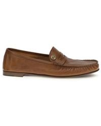 Versace - Brown Calf Leather Bos Taurus Slip - Lyst