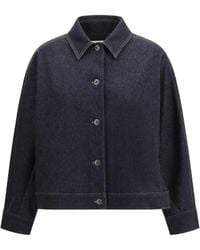 Max Mara Pure - Denim Print Jersey Jacket Cotton; Polyester; Elastane - Lyst