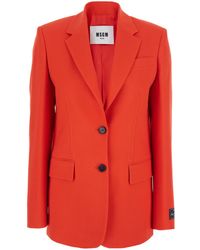 MSGM - Jacket With Classic Lapels And Chest Pocket - Lyst