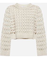 Brunello Cucinelli - Crochet Knit Cropped Sweater - Lyst