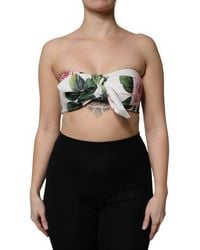 Dolce & Gabbana - Floral Print Cropped Bustier Corset Top - Lyst
