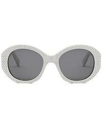 Celine - Sunglasses Round Full Rim, Shiny With Studs Embellishment Frame And Smoke Lens Cl4240Is25A - Lyst