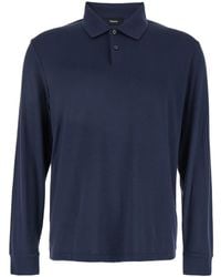 Theory - 'Goris' Polo Shirt With Classic Collar And Long Sleeves - Lyst