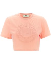 Fendi - Short T-Shirt With Embossed Logo - Lyst