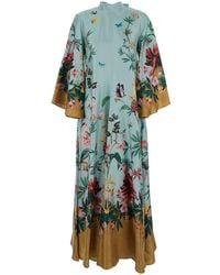 La DoubleJ - Long Dress With Rear Bow Detail And All-Over Floral Motif - Lyst