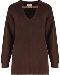 Elisabetta Franchi - Sweater Mixed Wool With Jewel Strap - Lyst