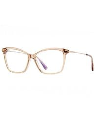 Tom Ford - Eyeglasses Cat Eye Full Rim, Shiny Light Frame And Clear--Light Block Lenses Lens Ft5687-B045 - Lyst