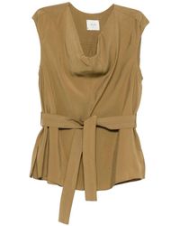 Alysi - Alysi Modal Blouse With Belt Blouse - Lyst