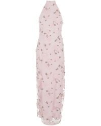 ROTATE BIRGER CHRISTENSEN - Long Dress With Open Back And Floral Beaded Details - Lyst