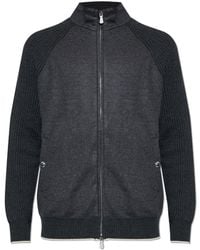 Eleventy - Wool Cardigan With Stand-Up Collar - Lyst