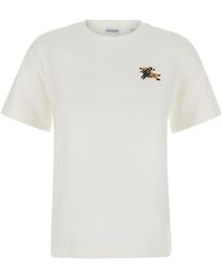 Burberry - T-Shirt With Embroidered Ekd Logo Cotton T-Shirts & Jerseys - Lyst