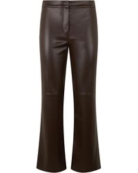 Max Mara - Flared Synthetic Leather Trousers Polyester - Lyst