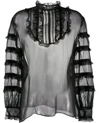 Valentino - Chiffon And Lace Top - Lyst