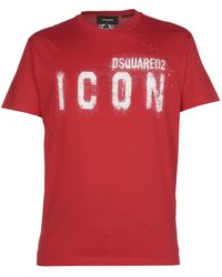 DSquared² Spray Icon Cotton T-shirt in Red for Men - Save 31% - Lyst