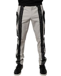Dolce & Gabbana - Lace Detail Cotton Trousers - Lyst