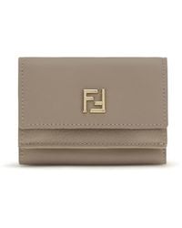 Fendi - Ff Mini Trifold Leather Wallet Calf Bos Taurus - Lyst
