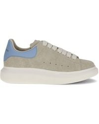 McQueen - Icon Natural-Colored Brushed Suede Oversized Sneakers With Light Leather Heel Counter - Lyst