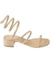 Rene Caovilla - Crystal Embellished Twisted Strap Flat Sandals - Lyst
