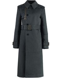 Burberry - Long Ash-Coloured Cotton And Nylon Trench Coat - Lyst