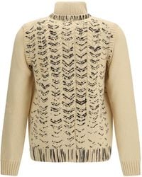 Maison Margiela - Virgin Wool Zip Cardigan Fleece (Ovis Aries) Sweater - Lyst
